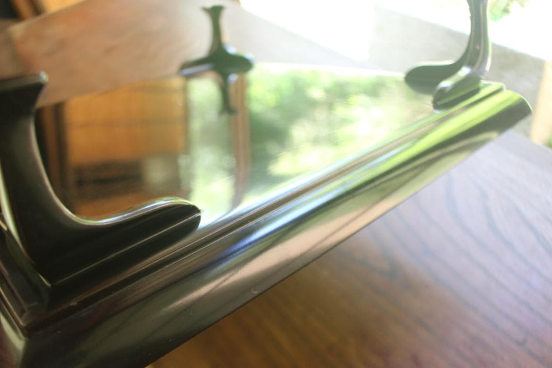 デッドストック！前大峰作！極上沈黒草文の映える脚付四方膳（検輪島塗