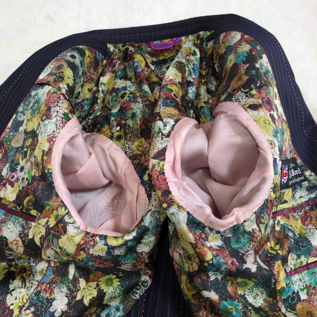 ポールスミス コレクション ジャケット 花柄 英国 ストライプ ネイビー