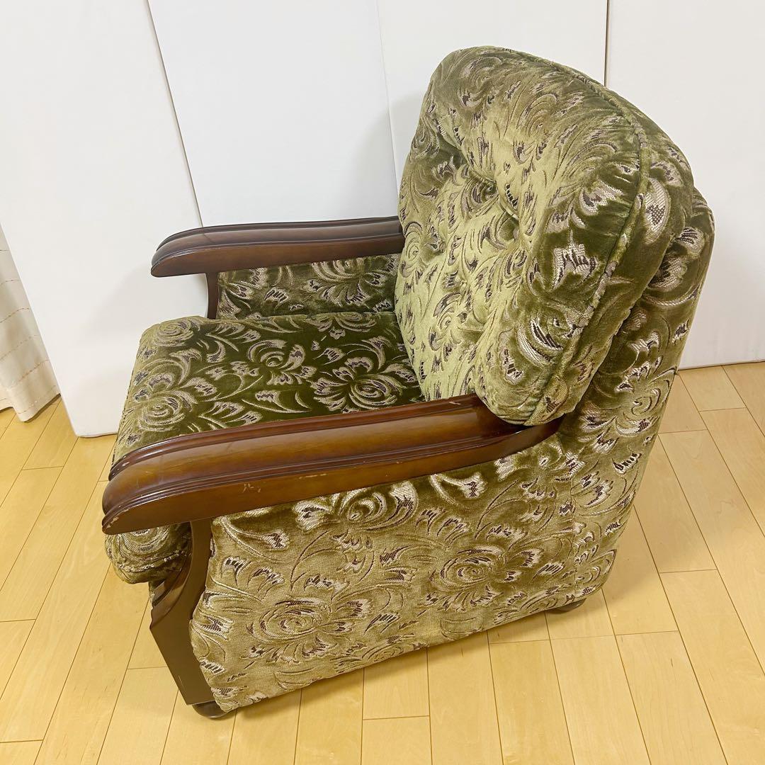 オールドカリモク 金華山 1人ソファ グリーン カリモク karimoku