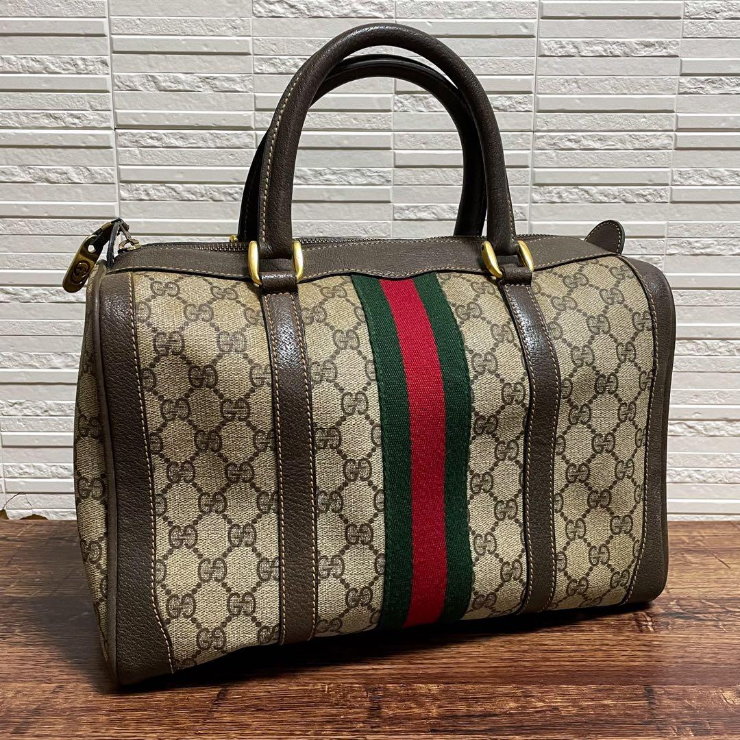 グッチ GGスプリーム PVC × レザー ハンド バッグ ボストン シェリー. GUCCI - グッチ シェリー GG スプリーム PVC レザー ハンド ボストン