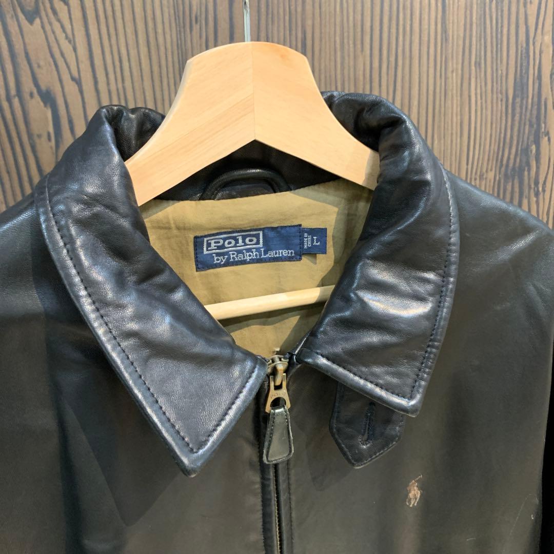 ジ*ン様 Polo by Ralph Lauren ブラックレザージャケット L - メルカリ
