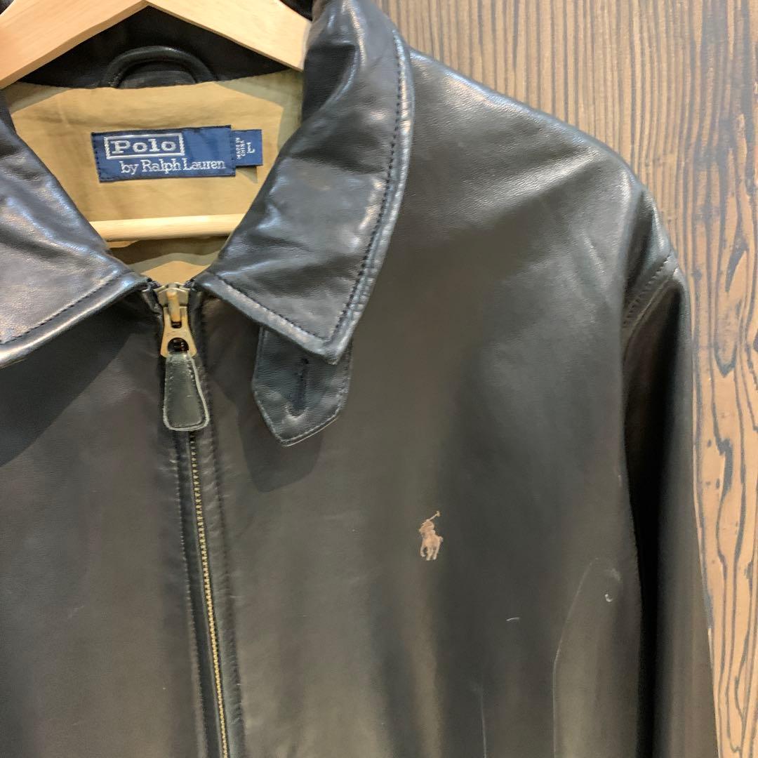 ジ*ン様 Polo by Ralph Lauren ブラックレザージャケット L - メルカリ