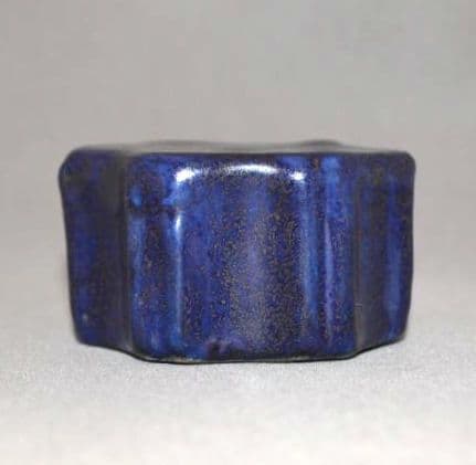 李朝瑠璃釉亀甲形水滴』 藍釉 古陶磁器 李氏朝鮮 硯滴 水