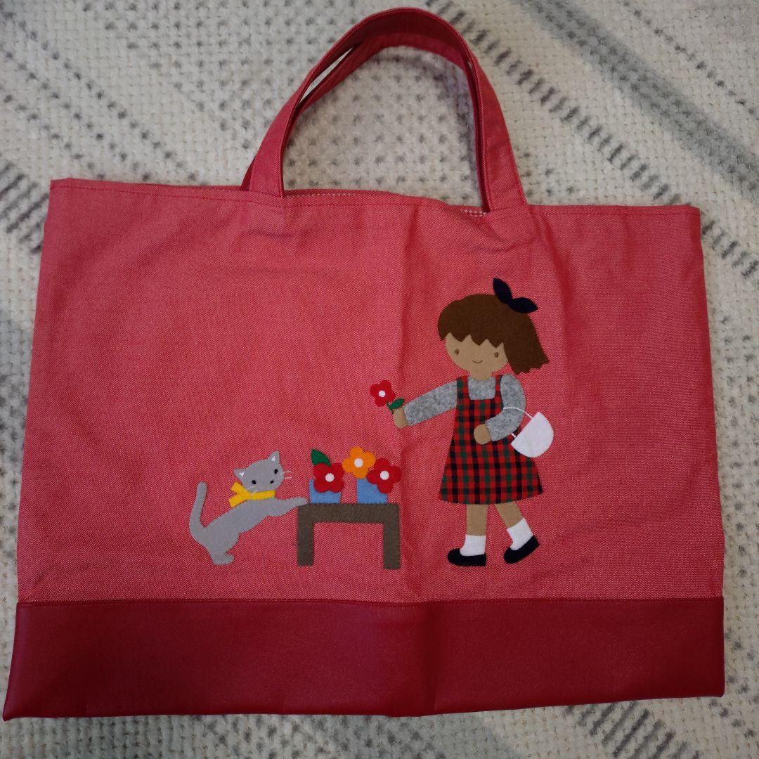 ファミリア　familiar デニムバック　レッスンバック赤 Amazon.co.jp: familiar ファミリア デニムバッグ レッスンバッグ