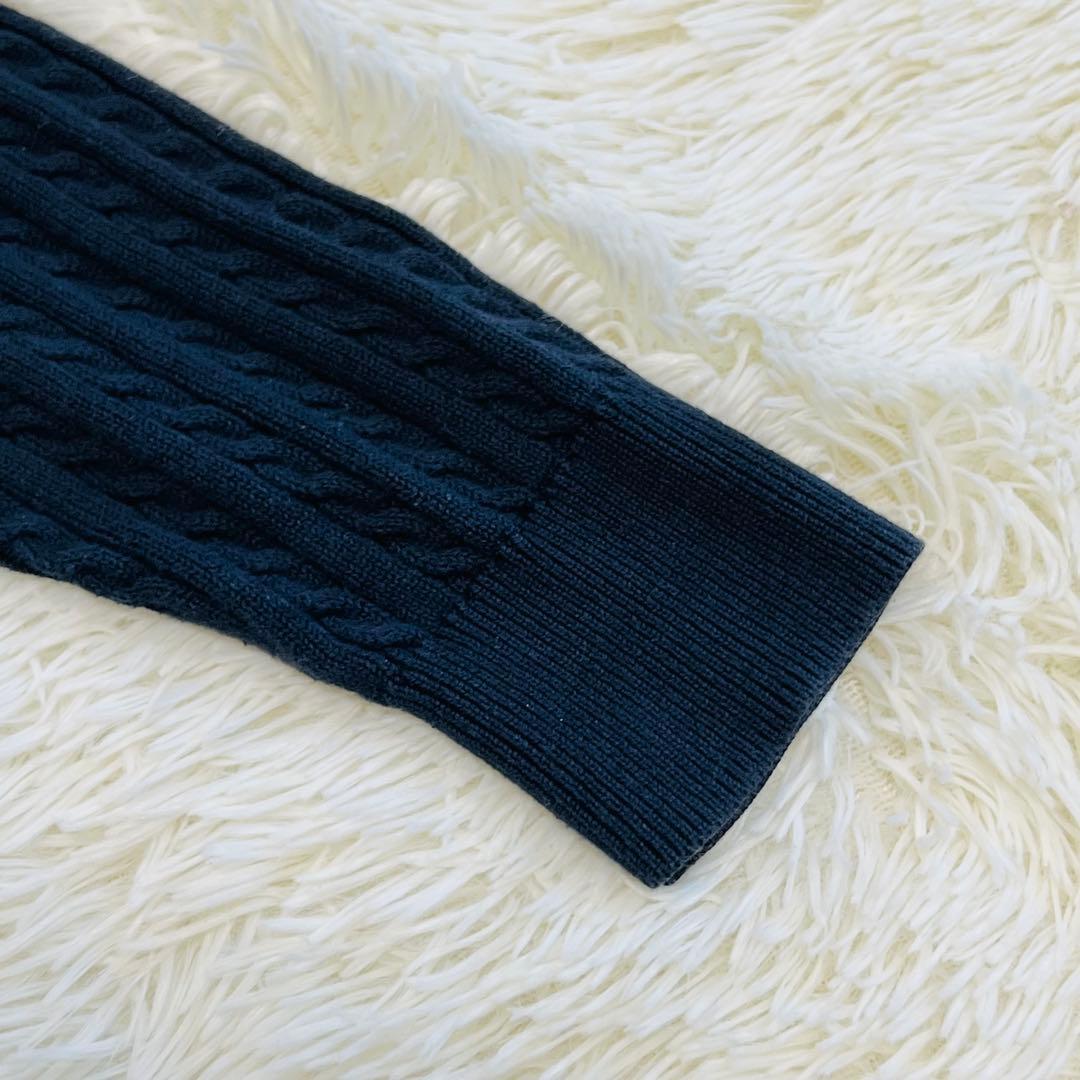 現行 美品 ポロラルフローレン ケーブルニットカーディガン ネイビー