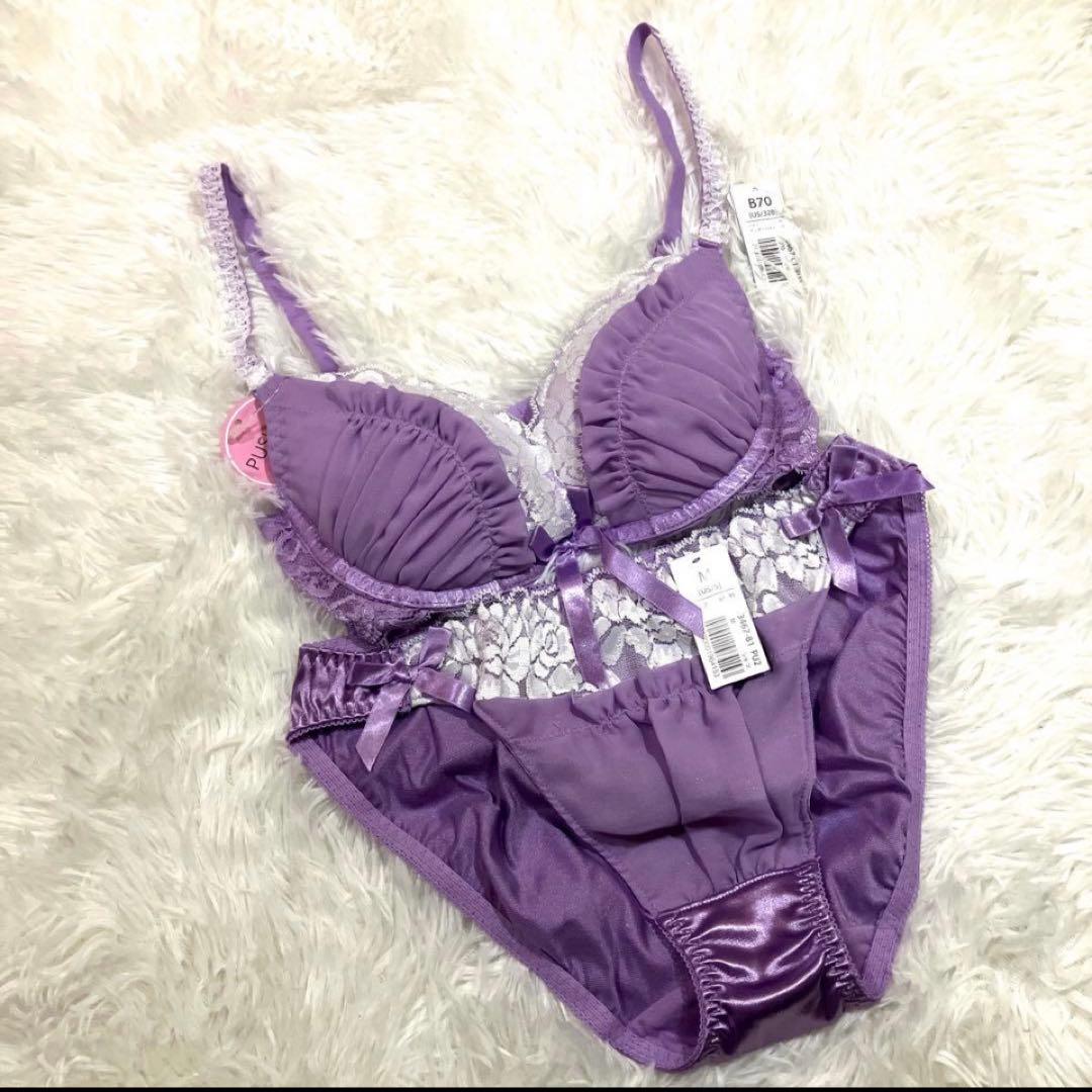 Jp レース付きパープル／ワインブラジャーショーツ 3セット Jp レース付きパープル／ワインブラジャーショーツ 3セット Jp レース