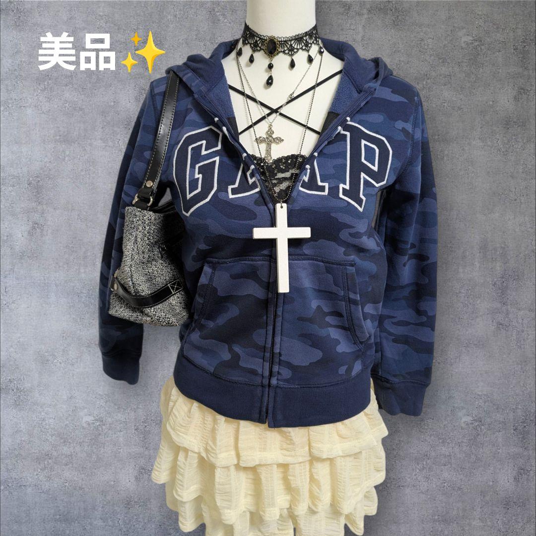 ギャップ GAP 迷彩 ビッグロゴ パーカー y2k 平成 ギャル - メルカリ