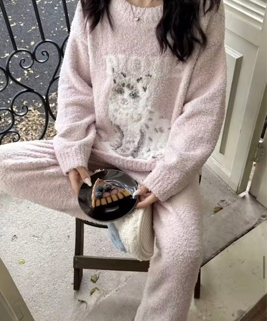 新品！ジェラピケお好きな方に！キャットのプルオーバーふわもこ上下