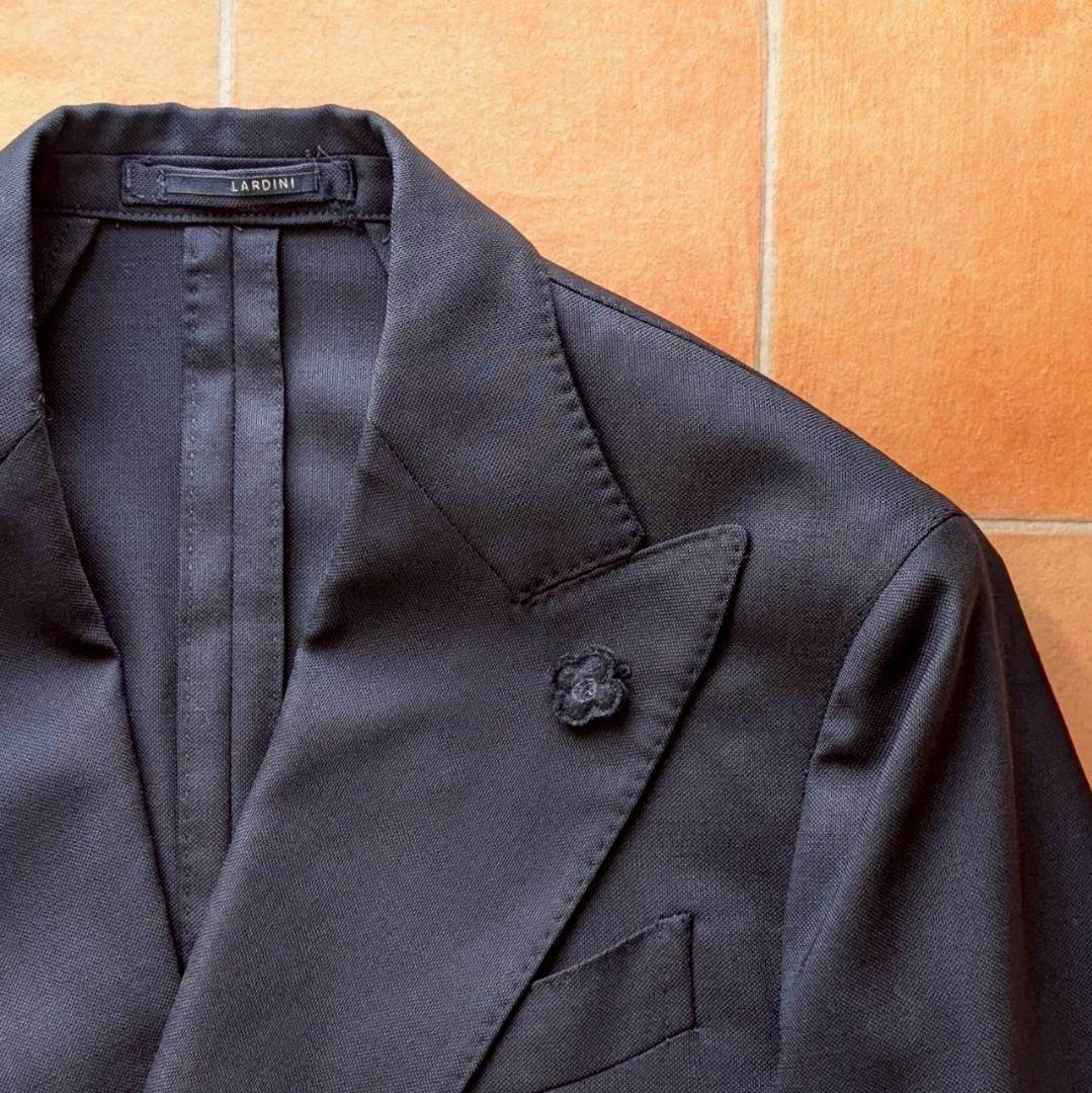近年モデル】LARDINI ブレザー ダブル ネイビー ジャケット 44サイズ
