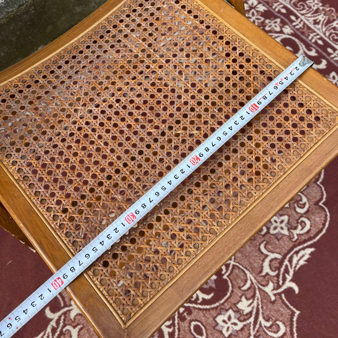 古家具ビンテージ品◾️籐ラタンパネル×木製フレーム 折りたたみ椅子