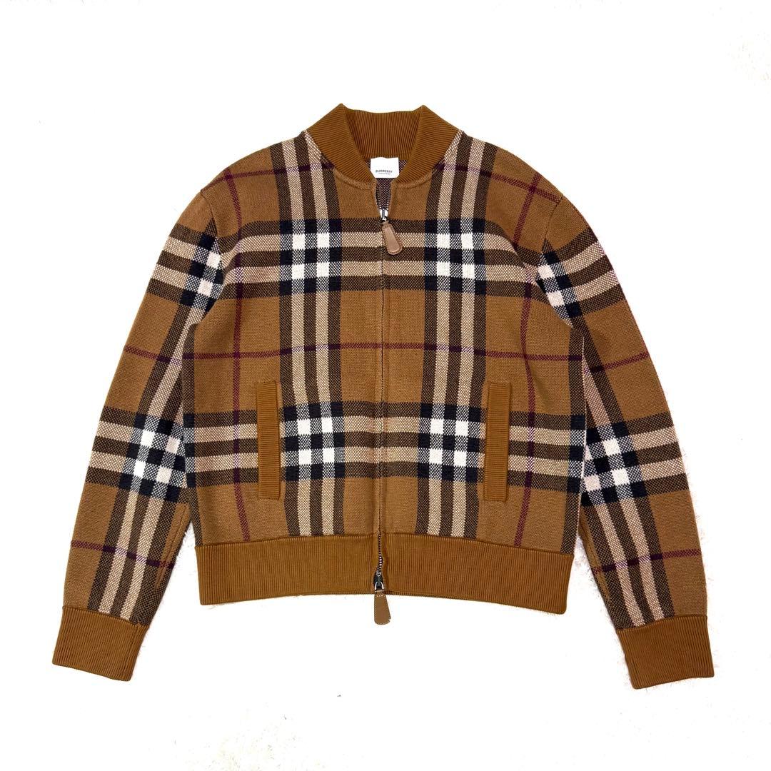 美品 BURBERRY ノバチェック カシミア ダブルジップアップブルゾン