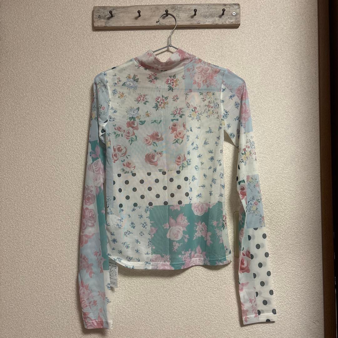 POPPY】ノスタルジックパッチワークシースルートップス（ハイネック）