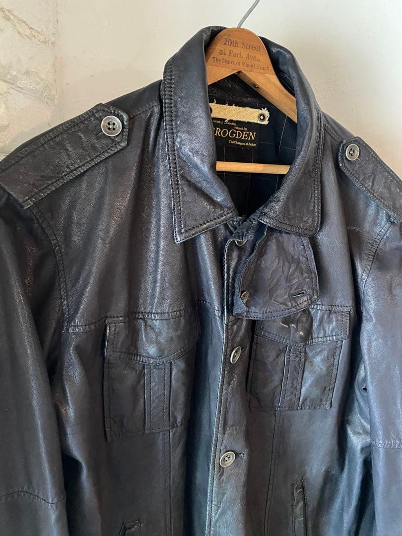 イタリア製 90s〜 BROGDEN シープスキン シングルライダースジャケット