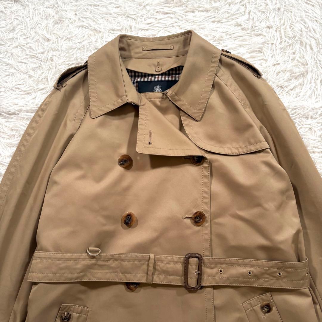 アクアスキュータム トレンチコート ブルー 青 ライナー ベルト ダブル