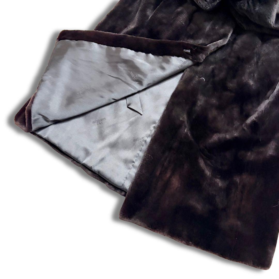 着丈100cm】ヴァレンティノ シェアードミンク リアルファーコート 銀