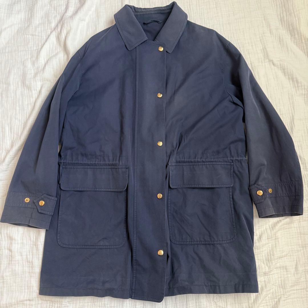 美品☆バーバリーズ ステンカラーコート 金ボタン ノバチェック 刺繍