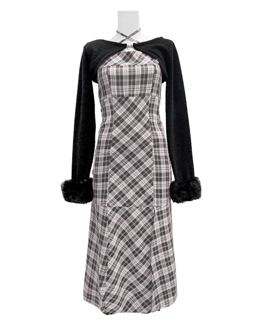 michellMacaron ボレロチェックロングワンピース - メルカリ