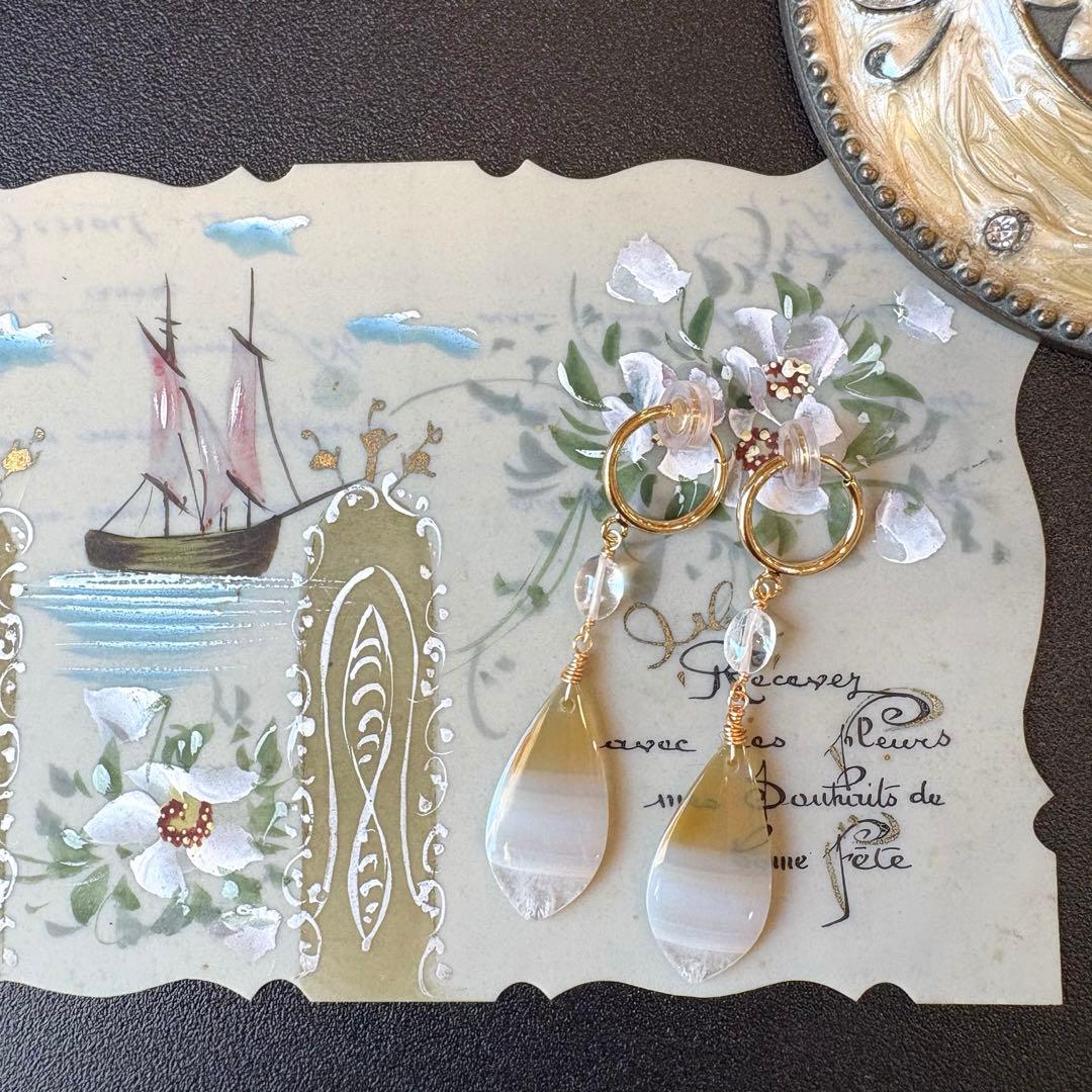 《ポメころび様》アイリスアゲートドゥルージー⑨＆スコロライト＊フープイヤリング