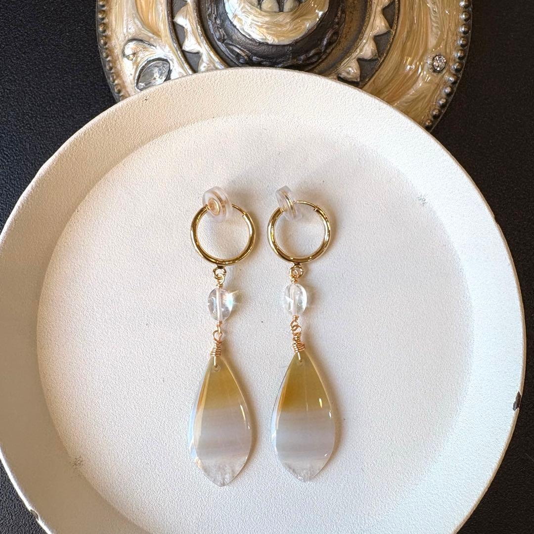 《ポメころび様》アイリスアゲートドゥルージー⑨＆スコロライト＊フープイヤリング