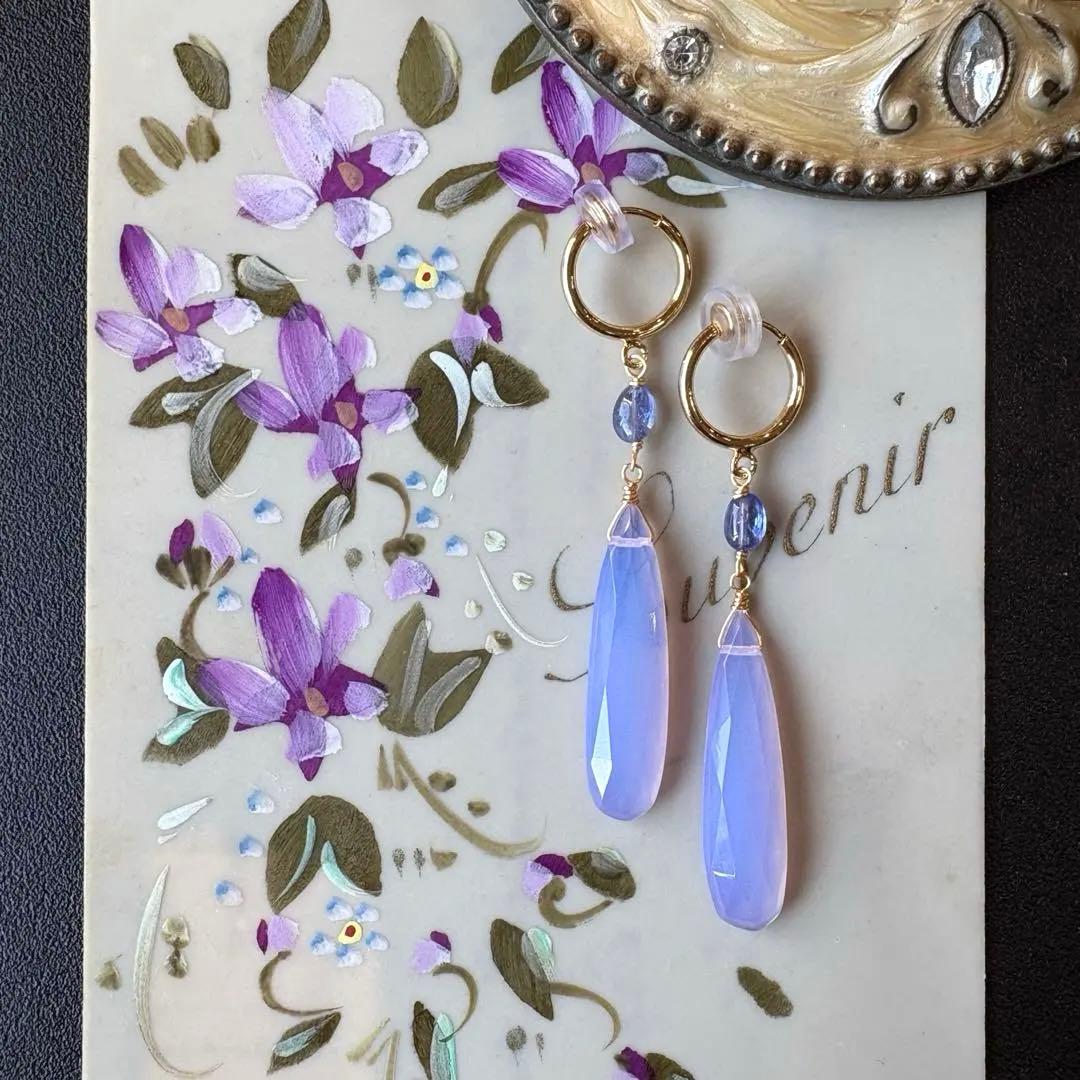 《ポメころび様》アイリスアゲートドゥルージー⑨＆スコロライト＊フープイヤリング