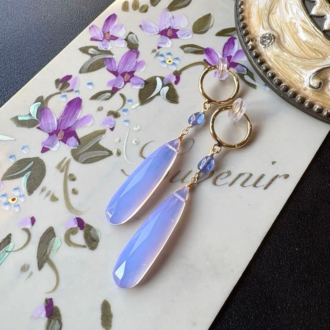 《ポメころび様》アイリスアゲートドゥルージー⑨＆スコロライト＊フープイヤリング