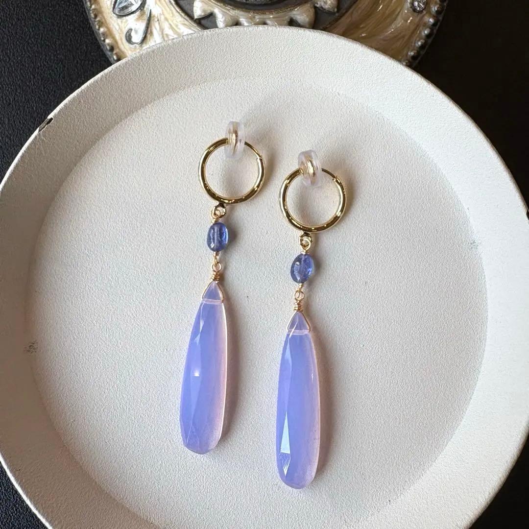 《ポメころび様》アイリスアゲートドゥルージー⑨＆スコロライト＊フープイヤリング