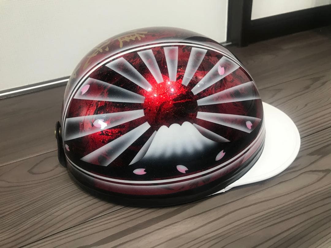 7色ラメ 富士日章 コルク半 ヘルメット 旧車會 暴走族 アルフィン 軽