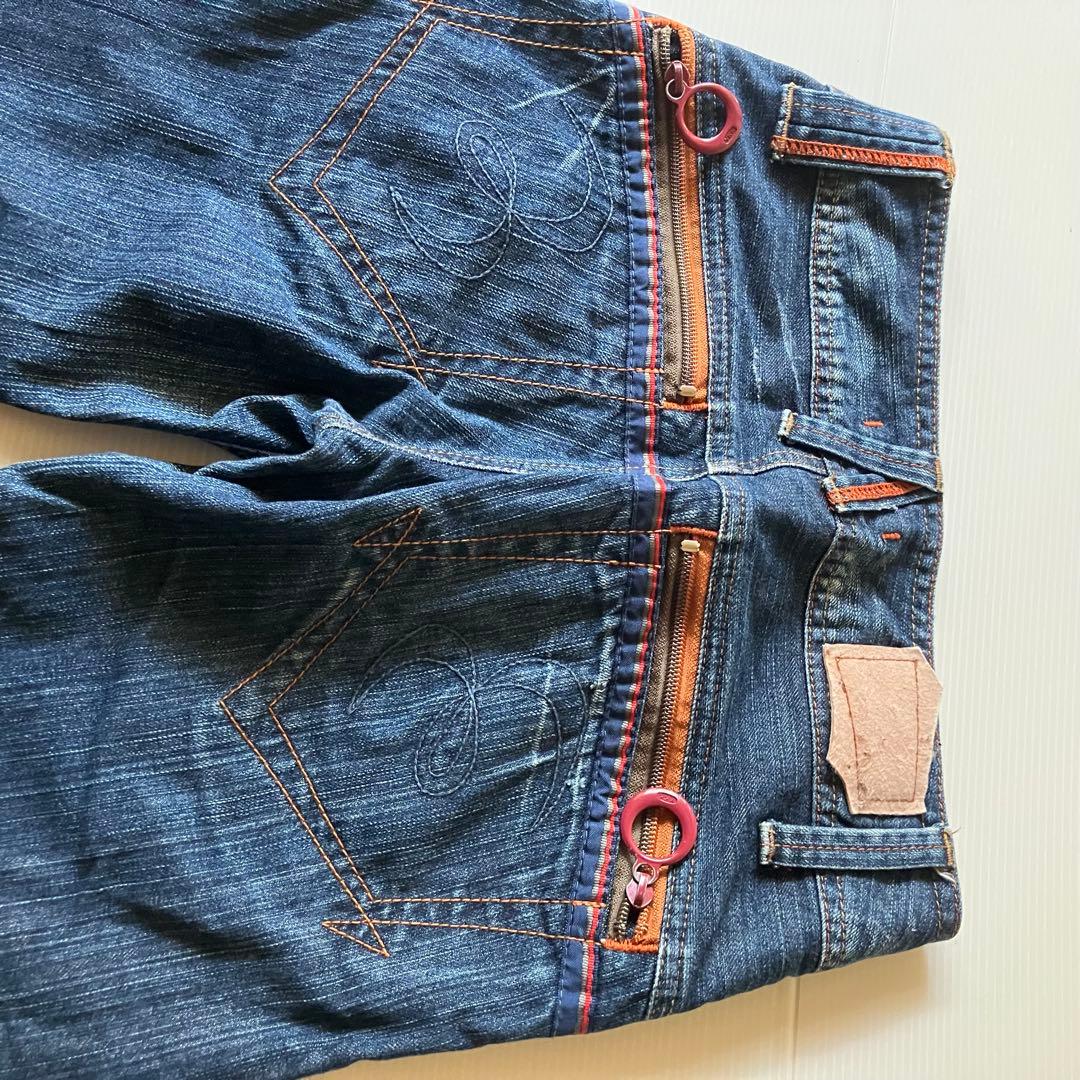 00s archive 日本製 縦落ちフレアデニム 平成ギャル男ギミックy2k