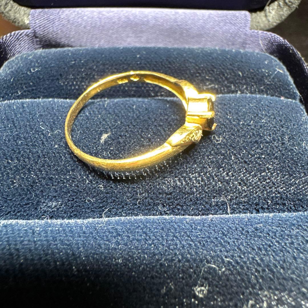 18金リング　ダイヤ(0.05ct) サファイア(0.47ct)2.2g 22号