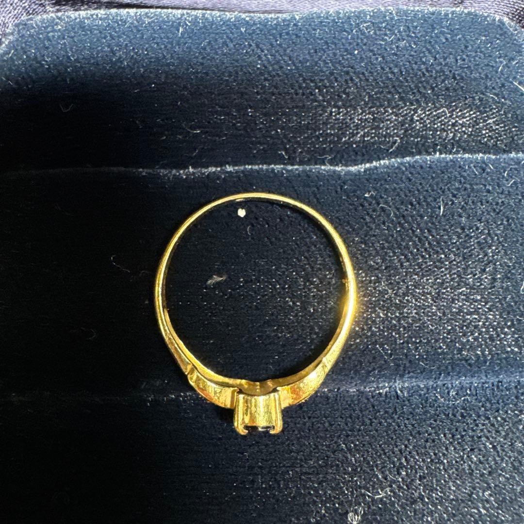 18金リング　ダイヤ(0.05ct) サファイア(0.47ct)2.2g 22号