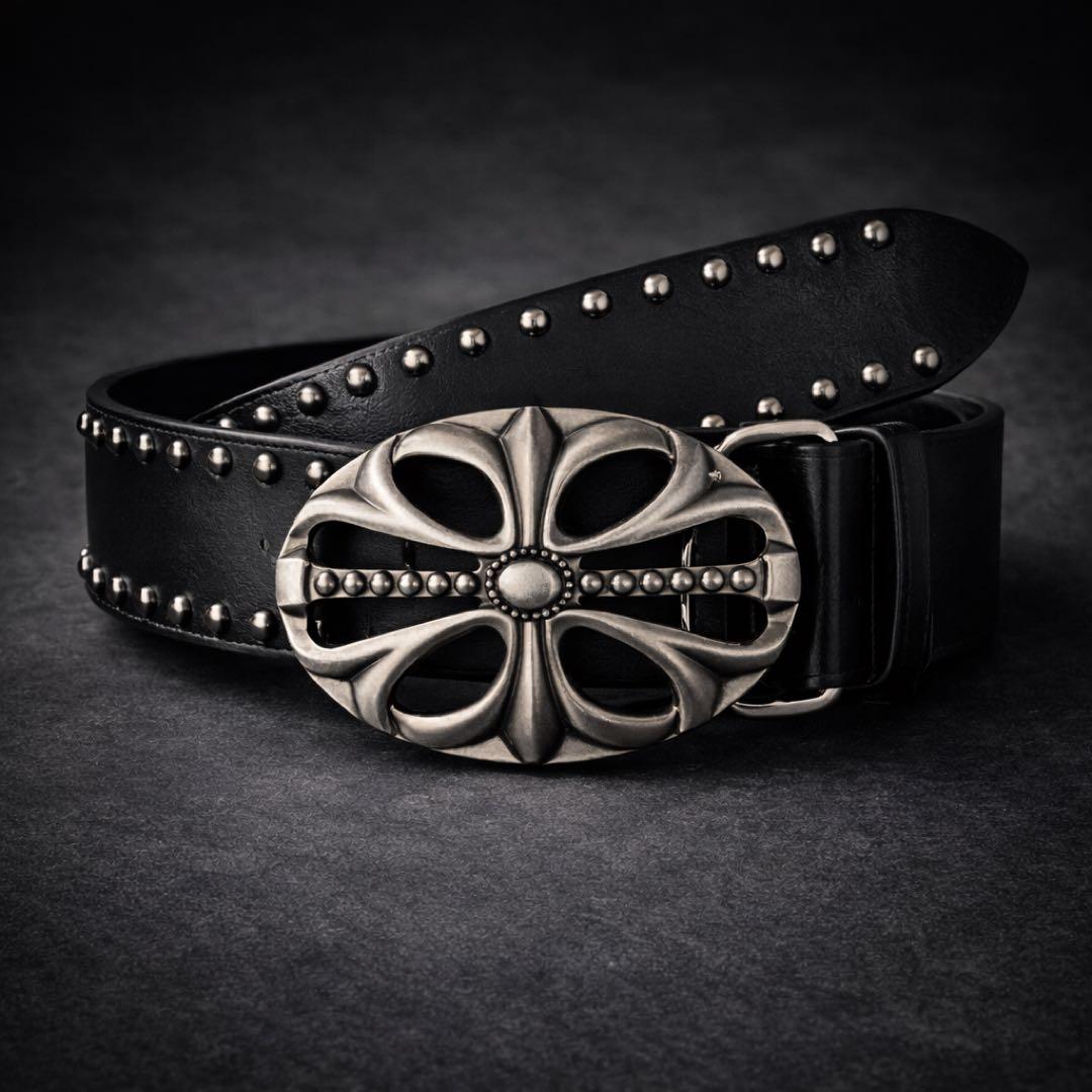 新品 スタッズ ベルト ブラック Y2K ロック ヴィンテージ風 男女兼用