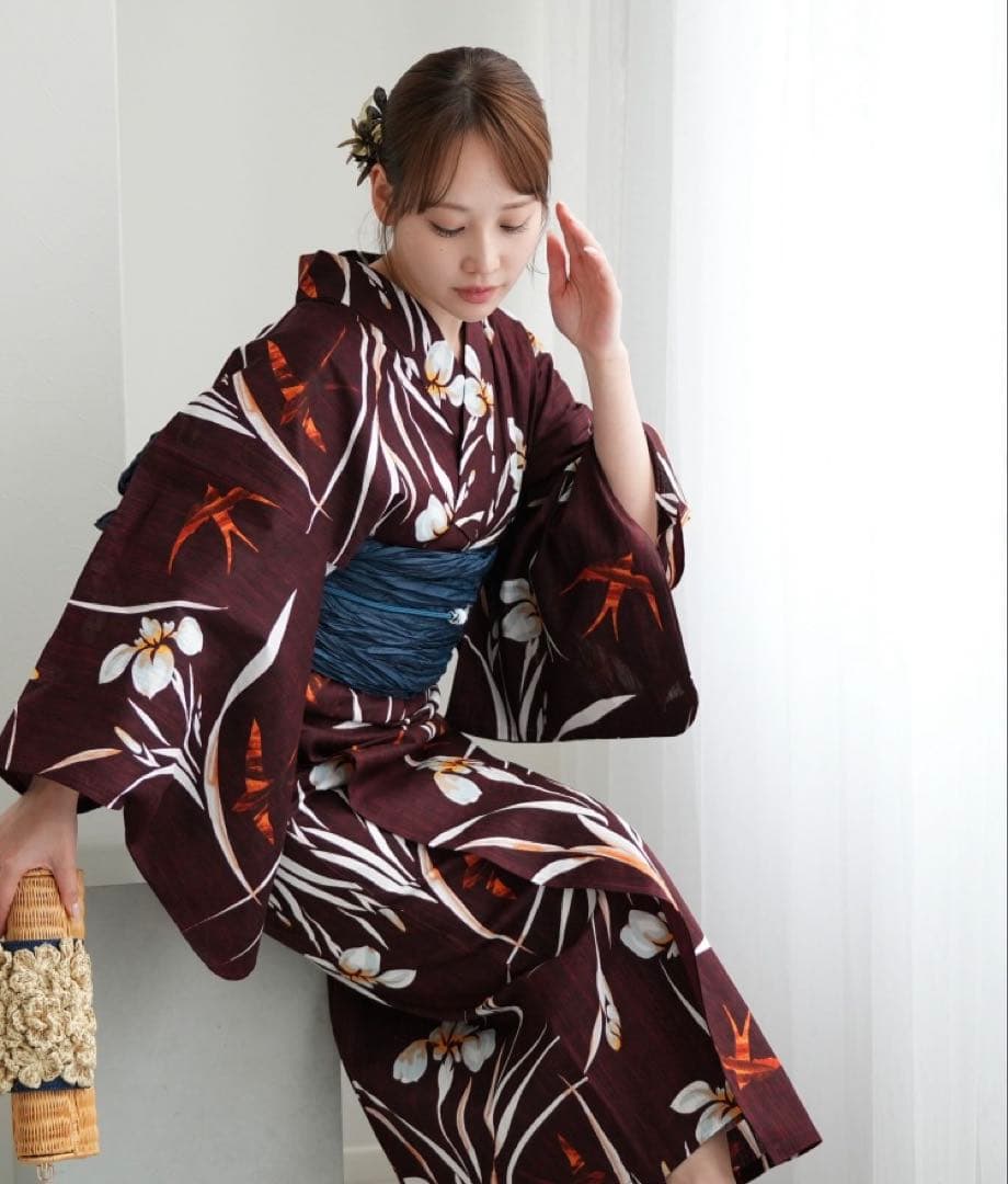 utatane】国内染色浴衣+帯+下駄セット ニコアンティーク - メルカリ