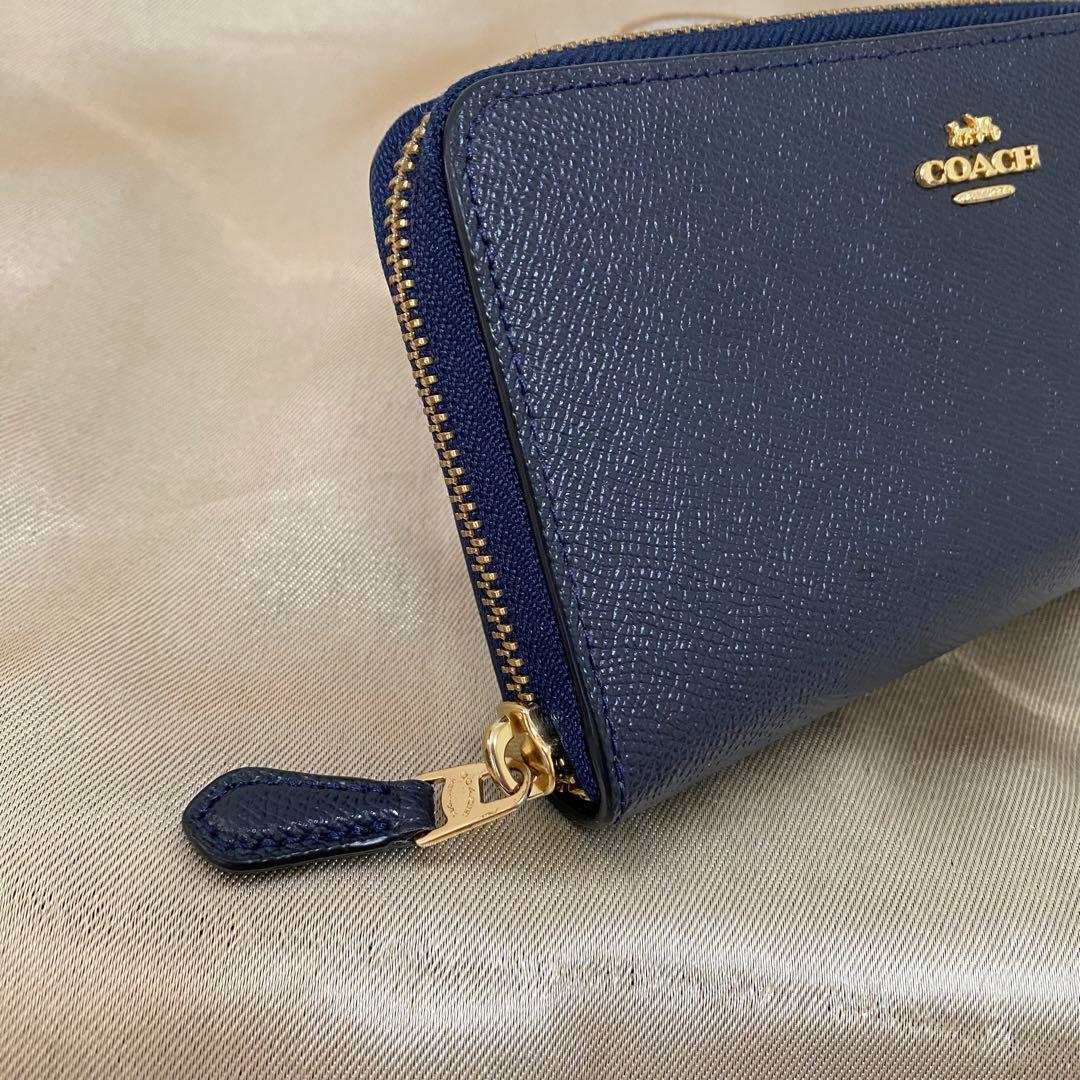 COACH コーチ ネイビー レザー 長財布 レディース 財布 - メルカリ