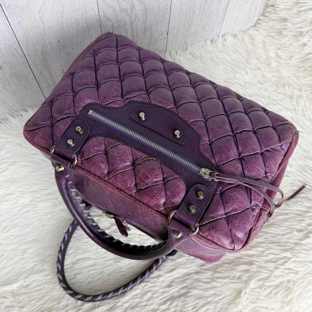 BALENCIAGA バレンシアガ キルティング レザー ボストンバッグ シティ