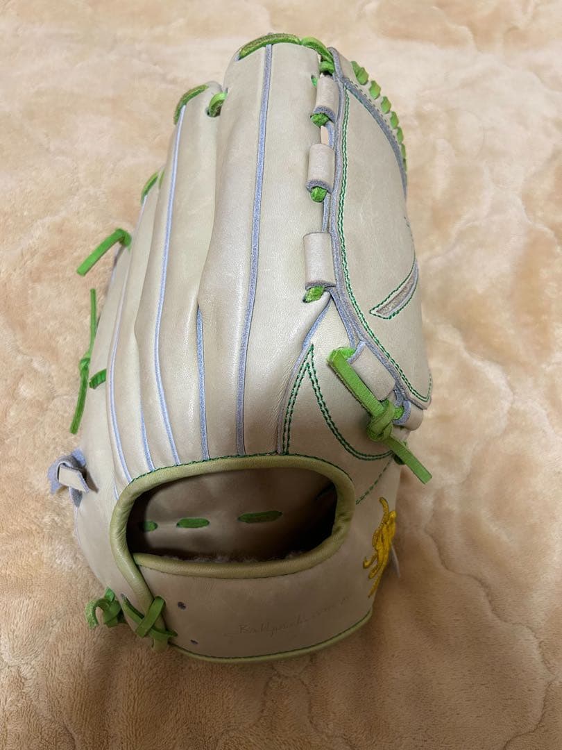 硬式野球グローブ クリーム/緑 野球 ミズノ 硬式グローブ 硬式 グローブ ミズノプロ オーダーグラブ