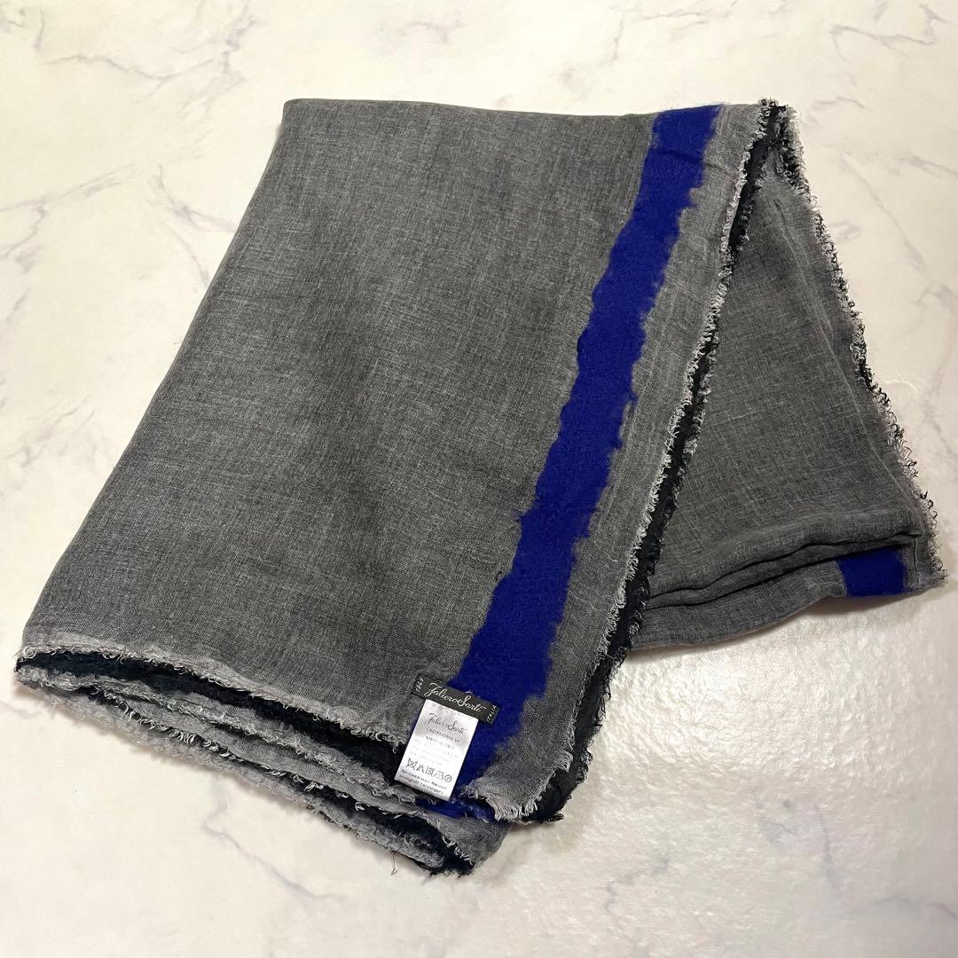 Faliero Sarti ストール シルク モダール イタリア グレー ブルー