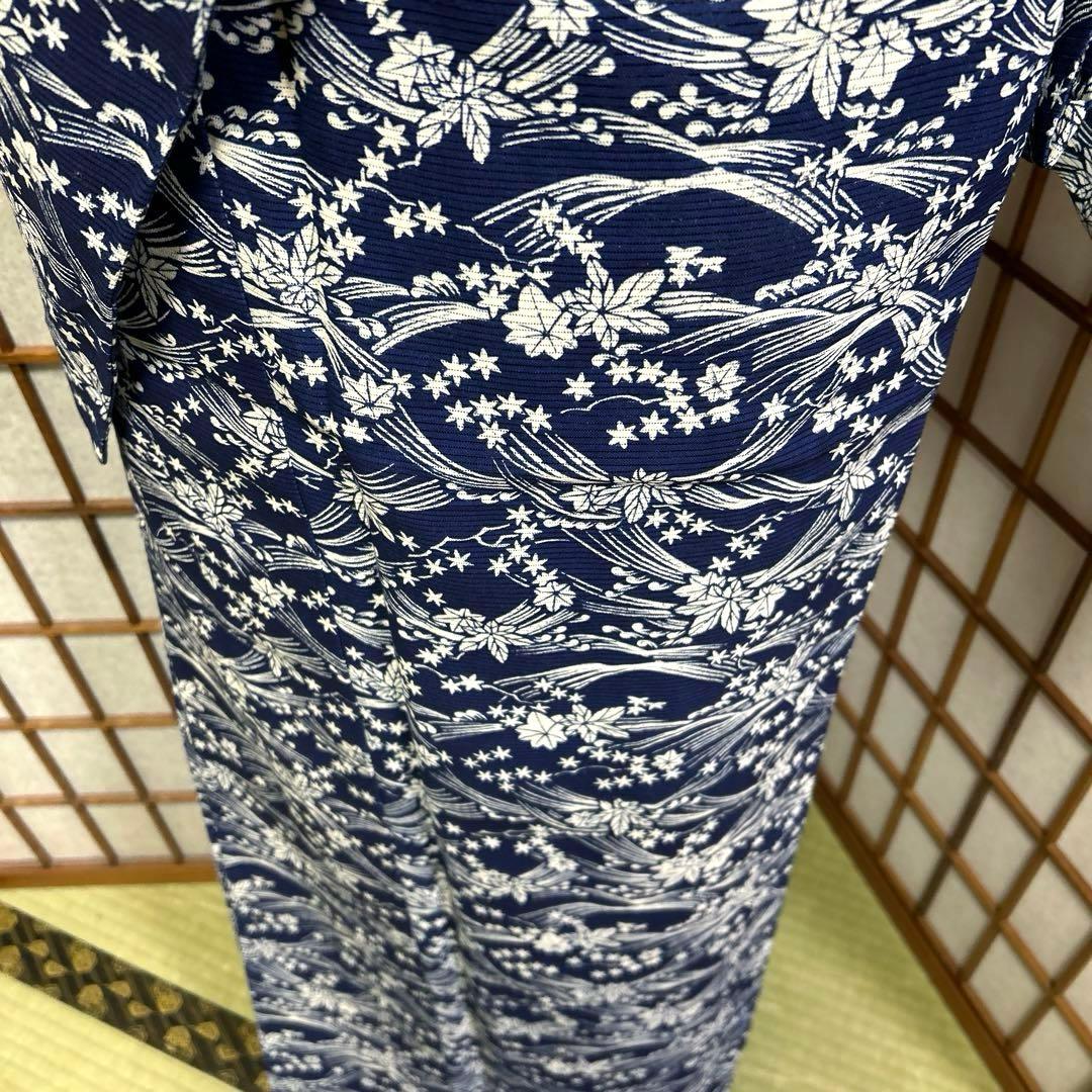 綿絽の浴衣　《藍　波　葉》