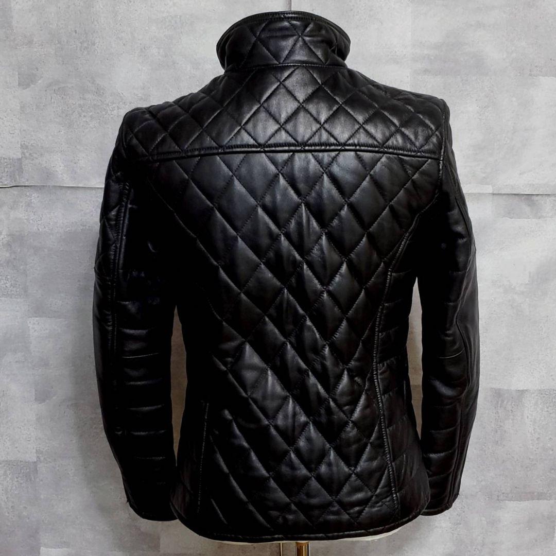 極美品 M ブラックバイバンキッシュ キルティングレザージャケット 黒