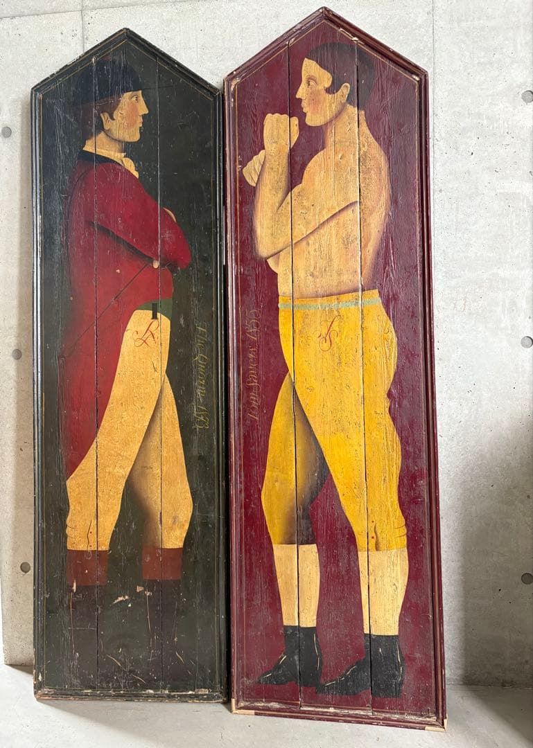 大きなイギリスのアンティーク壁掛け 2枚　高さ174cm ※サイズ間違えてました Lloyd's Antiques Real Antique Tiled Wall Mirror / ロイズ