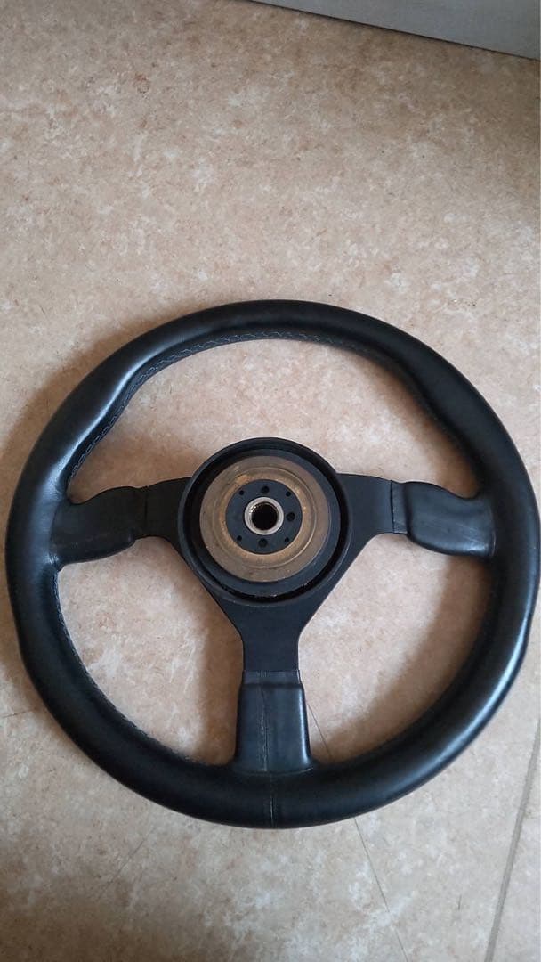 当時物 TOMEI 東名 パワード ブラックレザー ステアリング 3スポーク