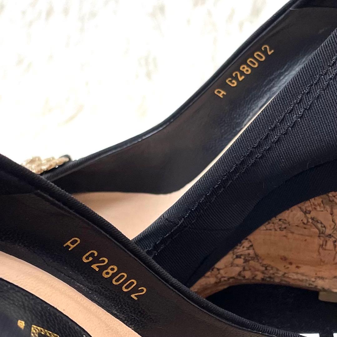 極美品✨シャネル ラインストーン パンプス カメリア BLK×GLD 22cm