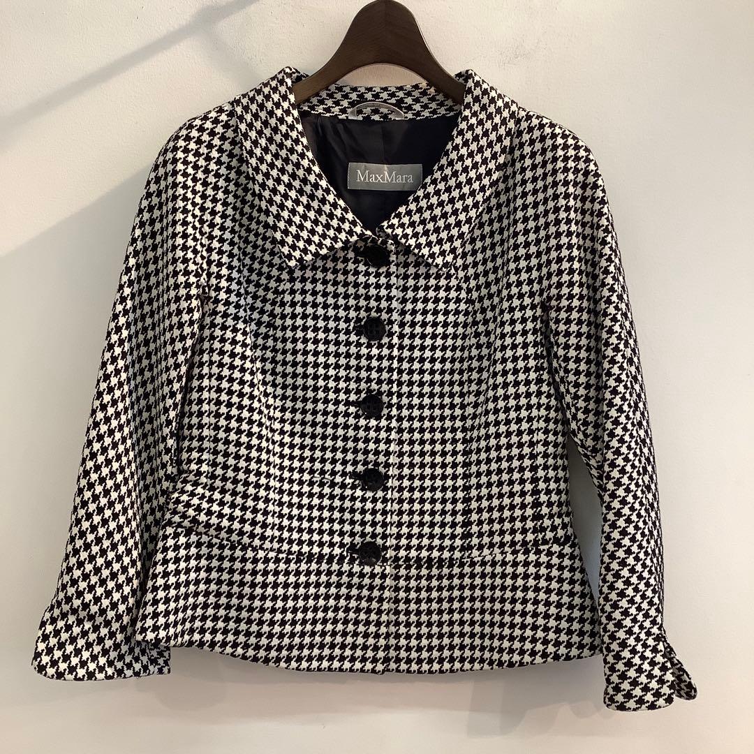 ⭐️美品⭐️ Max Mara 千鳥柄ジャケット　サイズ40 マックスマーラ リバーシブルコート 千鳥柄 レディース SIZE 36 S Max