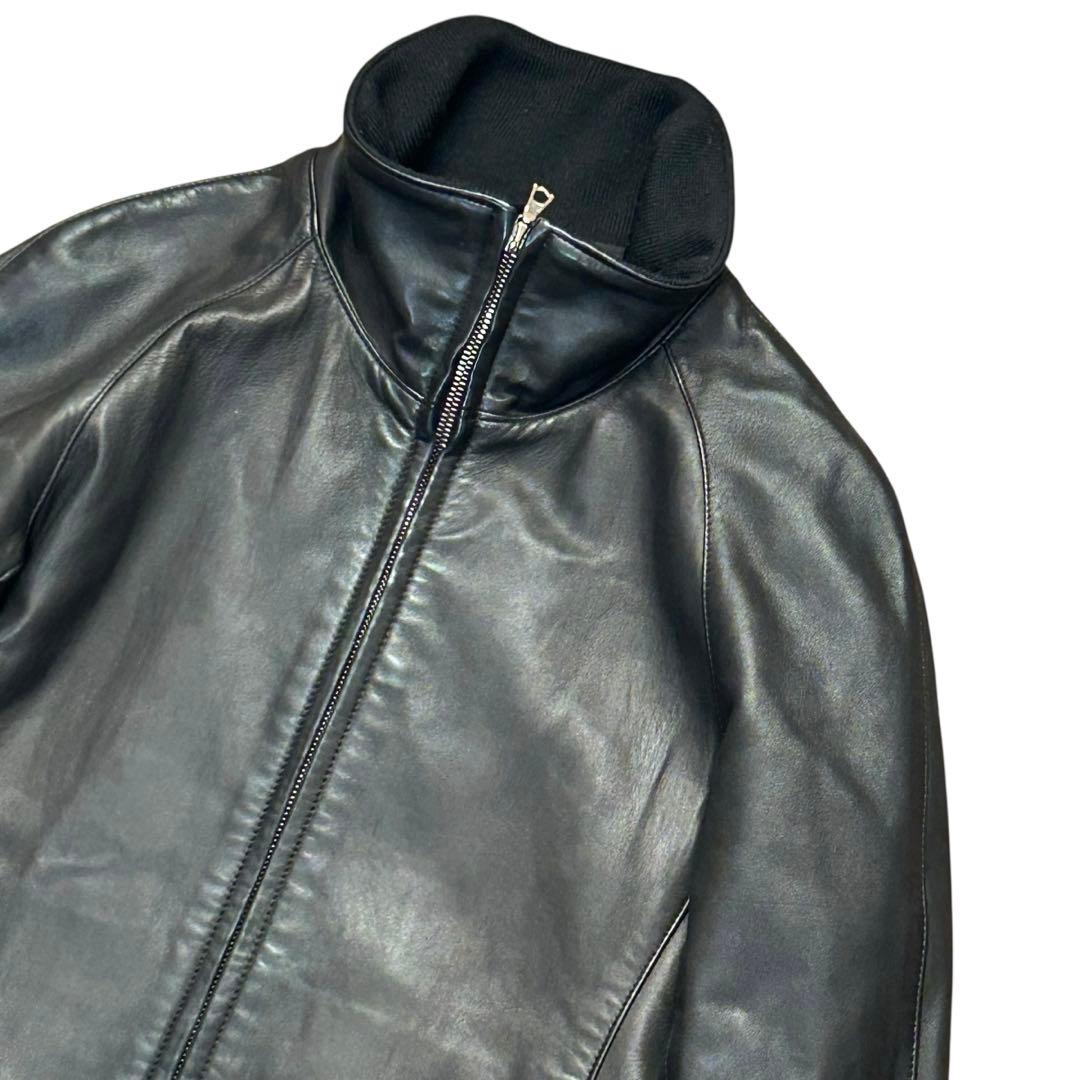 WJK ラムレザートラックジャケット ライダース 黒 S