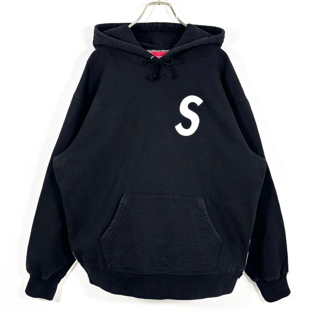 たけぇ Supreme バイカラーSロゴパーカー \"ブラック\" Mサイズ