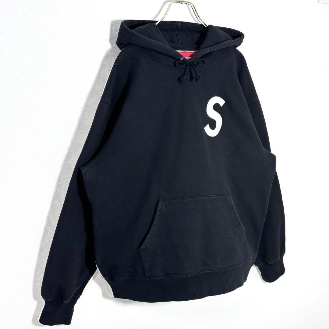 たけぇ Supreme バイカラーSロゴパーカー \"ブラック\" Mサイズ