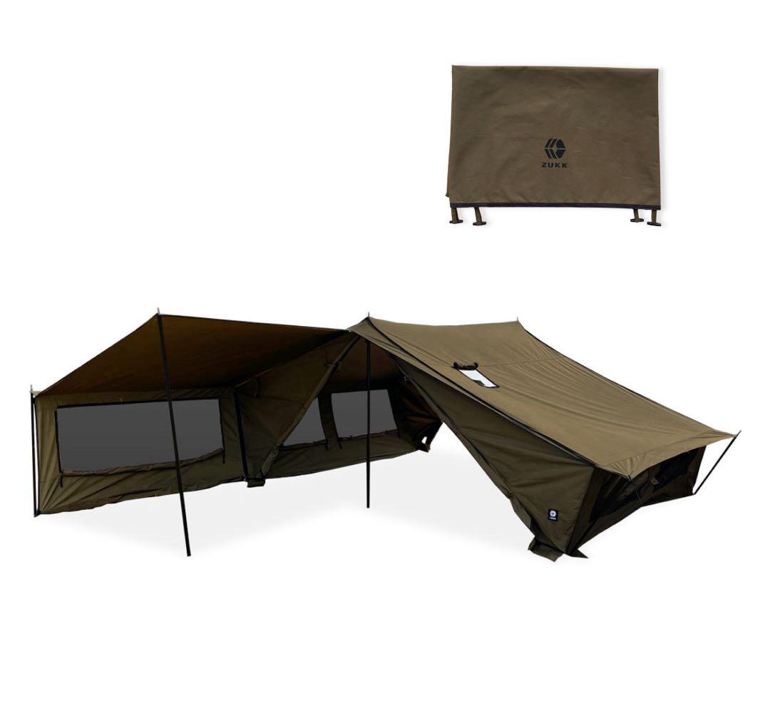 ZUKK キャンプテント オリーブグリーン　別売りエクステンションタープ付き ZUKK キャンプテント オリーブグリーン 別売りエクステンションタープ