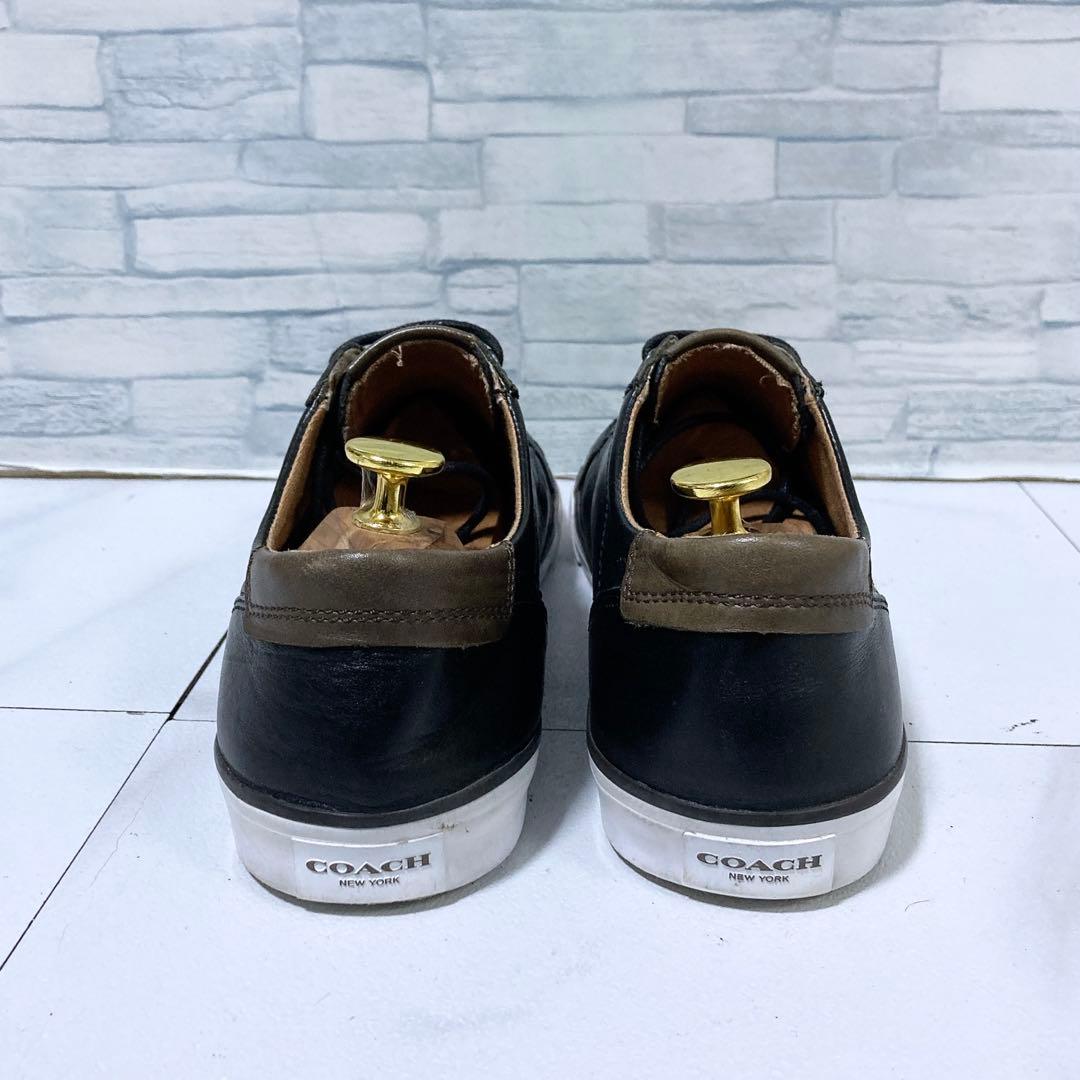 COACH コーチ レザースニーカー 本革 ブラック 黒 26 EU42 - メルカリ