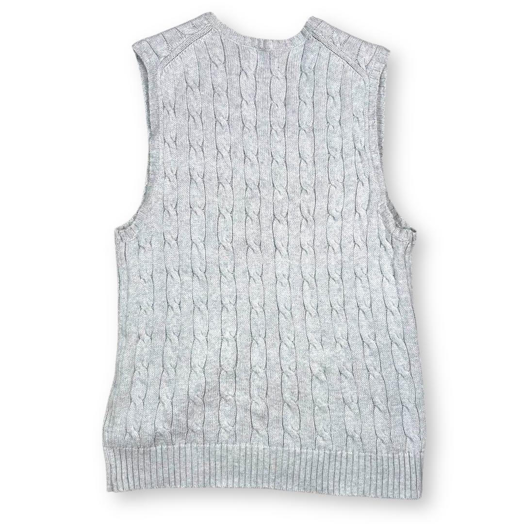 現行QRタグ ポロラルフローレン ケーブルニットベスト ライトグレー M