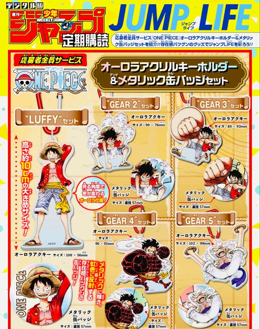 ONE PIECE オーロラアクキー＆メタリック缶バッジ5種セット 送料無料