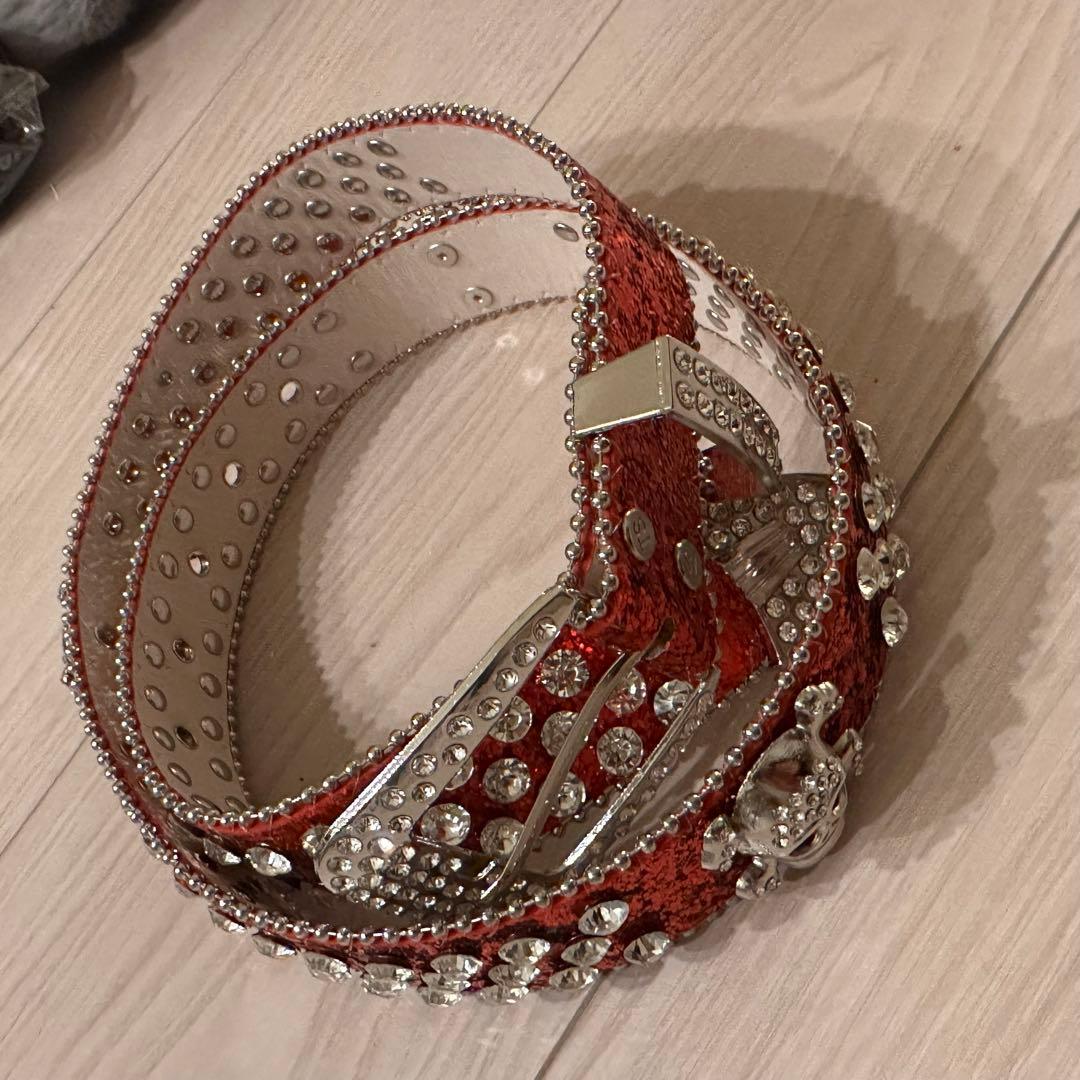 d.i.a系 y2k ベルト ギャル スカル 平成ギャル 赤 姫系 - メルカリ